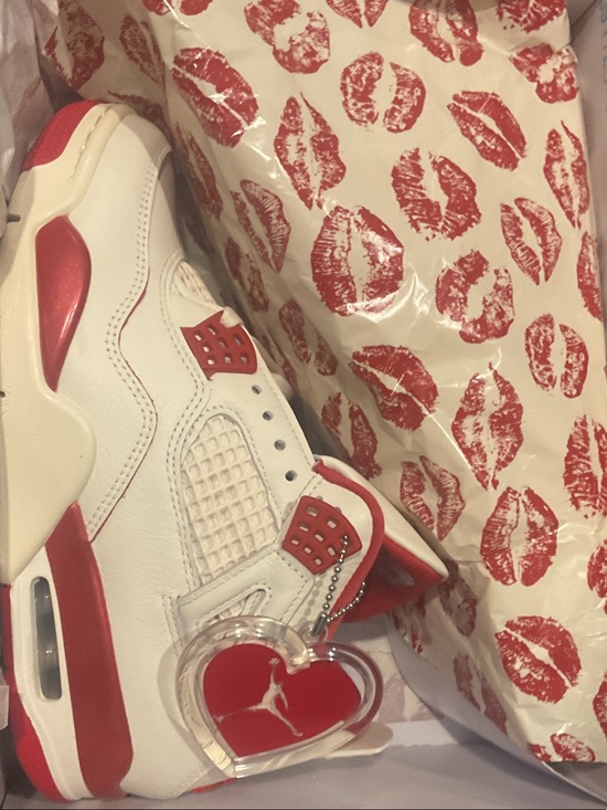 Jordan Shoes - Jordan Women’s White and Red Heart Accent Sneakers